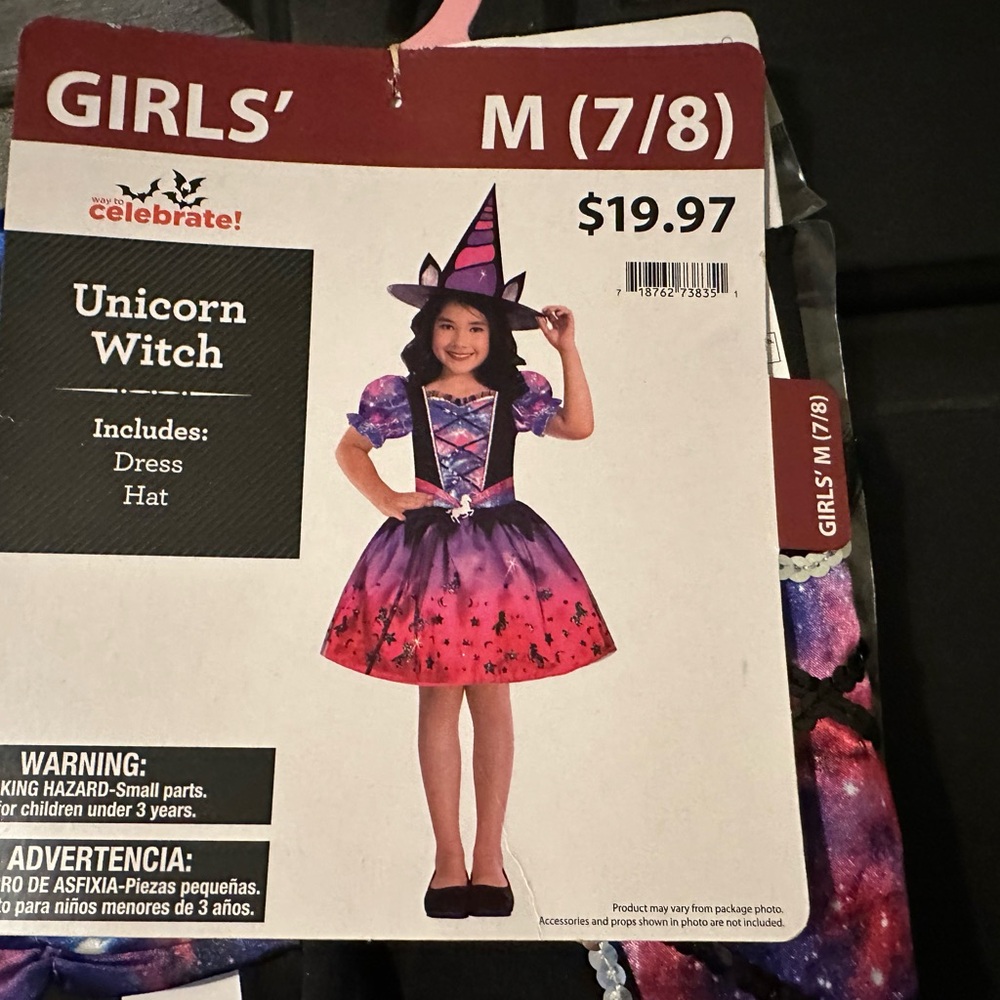 “Unicorn Witch” Girls Costume — Size M (7/8) — NWT